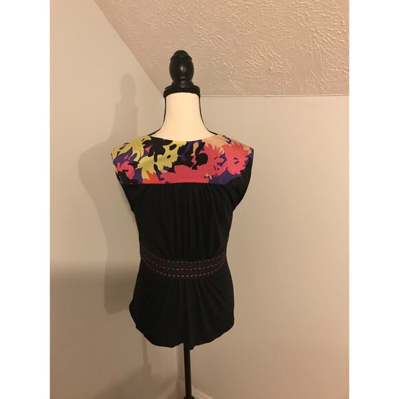 Plenty by Tracy Reese Black with Floral Print Peplum Top - Size Small - Picture 4 of 10